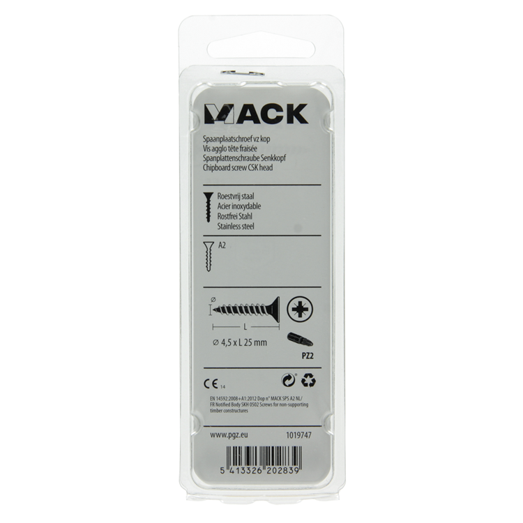 Afbeelding laden in galerijviewer, Mack 1019747 - spaanplaatschroef vz kop rvs 11 st 4,5 x 25 mm | 10 stuks
