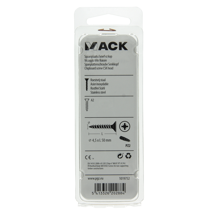 Afbeelding laden in galerijviewer, Mack 1019752 - spaanplaatschroef vz kop rvs 6 st 4,5 x 50 mm | 10 stuks