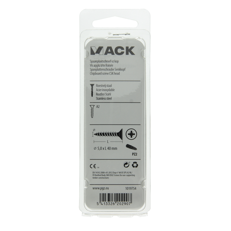 Cargue la imagen en el visor de la galería, Mack 1019754 - spaanplaatschroef vz kop rvs 9 st 5,0 x 40 mm | 10 stuks
