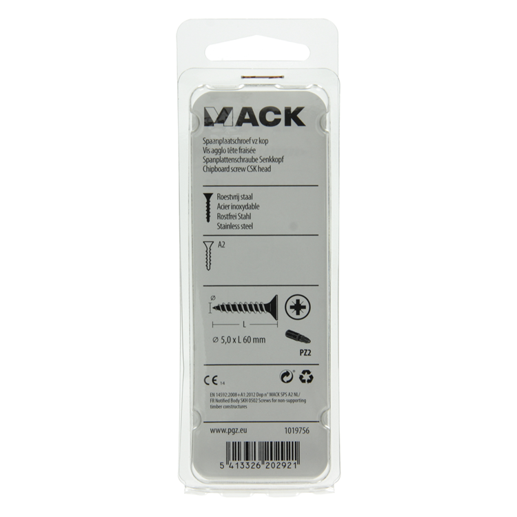 Afbeelding laden in galerijviewer, Mack 1019756 - spaanplaatschroef vz kop rvs 7 st 5,0 x 60 mm | 10 stuks