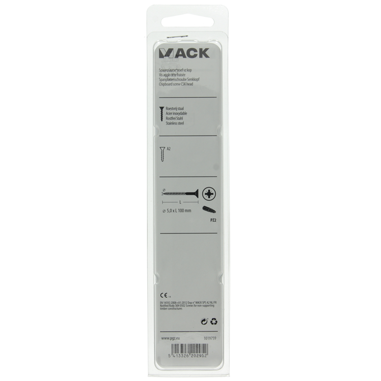 Afbeelding laden in galerijviewer, Mack 1019759 - spaanplaatschroef vz kop rvs 4 st 5,0 x100 mm | 5 stuks