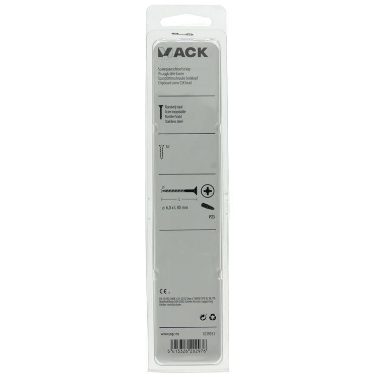 Afbeelding laden in galerijviewer, Mack 1019761 - spaanplaatschroef vz kop rvs 5 st 6,0 x 80 mm | 5 stuks
