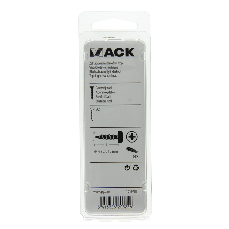 Afbeelding laden in galerijviewer, Mack 1019788 - zelftappende schroef cyl.kop a2 12 st 4,2 x 13 mm | 10 stuks