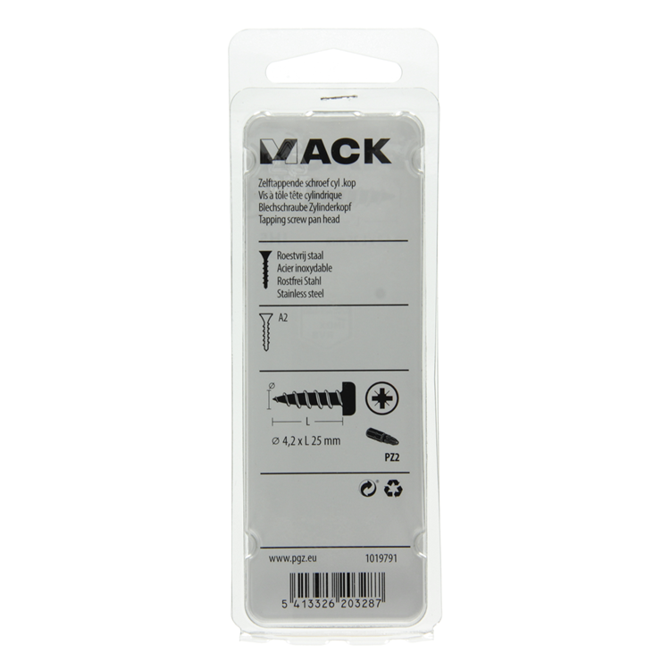 Afbeelding laden in galerijviewer, Mack 1019791 - zelftappende schroef cyl.kop a2 9 st 4,2 x 25 mm | 10 stuks