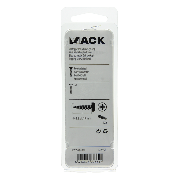 Afbeelding laden in galerijviewer, Mack 1019793 - zelftappende schroef cyl.kop a2 9 st 4,8 x 19 mm | 10 stuks