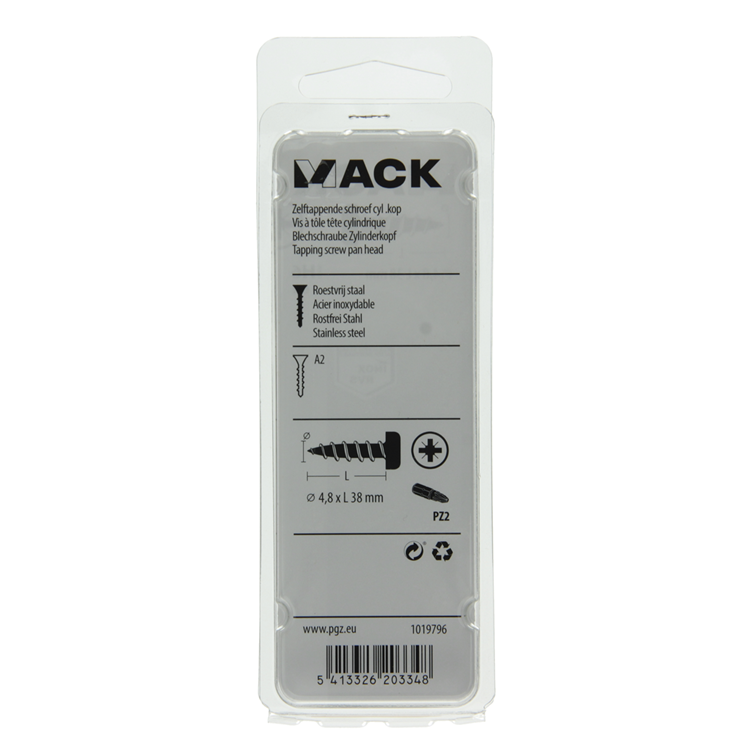 Afbeelding laden in galerijviewer, Mack 1019796 - zelftappende schroef cyl.kop a2 6 st 4,8 x 38 mm | 10 stuks
