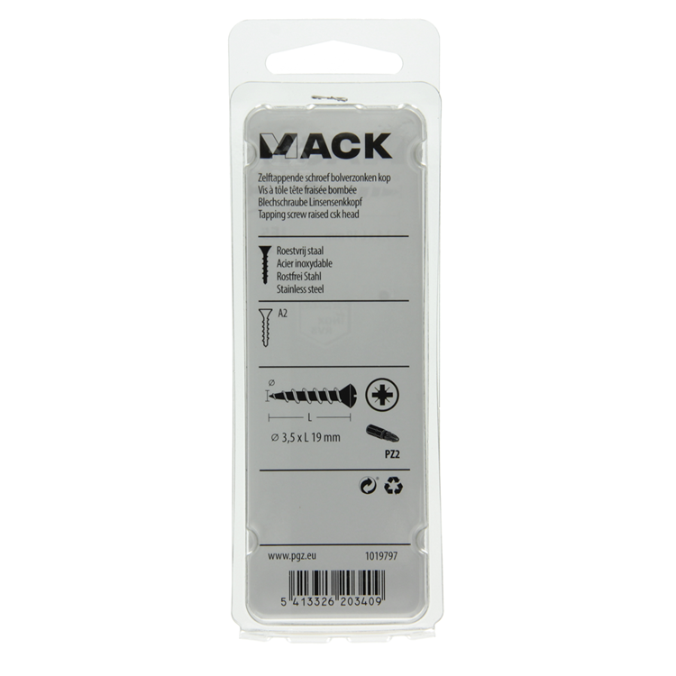 Afbeelding laden in galerijviewer, Mack 1019797 - zelftappende schroef bolvz.kopa2 12st 3,5 x 19 mm | 10 stuks