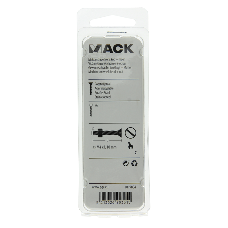 Afbeelding laden in galerijviewer, Mack 1019804 - metaalschroef verz. kop + moer rvs 15 st m4x10 | 10 stuks