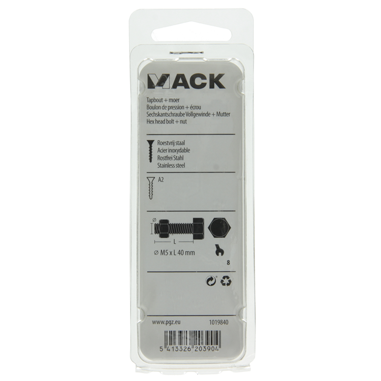 Afbeelding laden in galerijviewer, Mack 1019840 - tapbout + moer roestvrijstaal 5 st m5x40 | 10 stuks