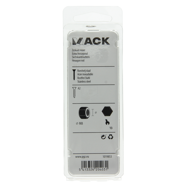 Laden Sie das Bild in Galerie -Viewer, Mack 1019853 - zeskantmoer inox a2 8 st m8 | 10 stuks