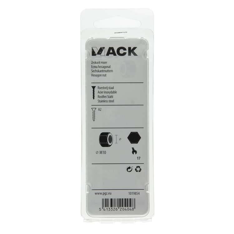 Afbeelding laden in galerijviewer, Mack 1019854 - zeskantmoer inox a2 4 st m10 | 10 stuks
