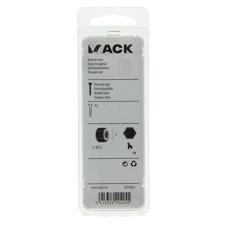 Afbeelding laden in galerijviewer, Mack 1019855 - zeskantmoer inox a2 2 st m12 | 10 stuks