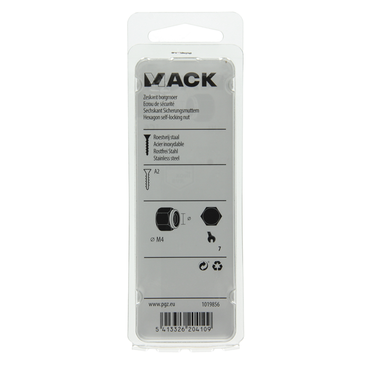 Afbeelding laden in galerijviewer, Mack 1019856 - zeskant borgmoer inox a2 6 st m 4 | 10 stuks