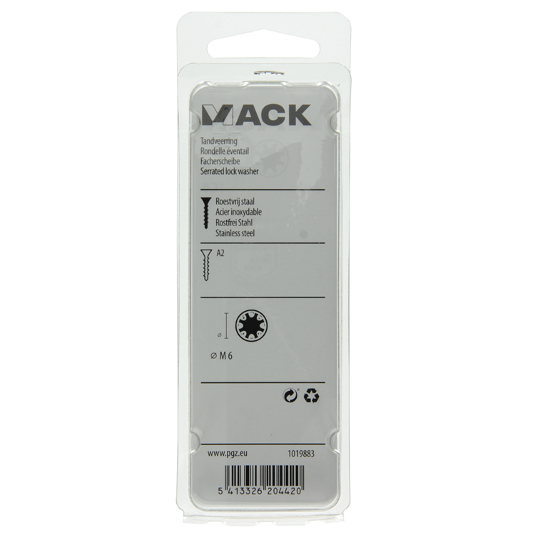 Afbeelding laden in galerijviewer, Mack 1019883 - tandveerring inox a2 10 st m6 | 10 stuks