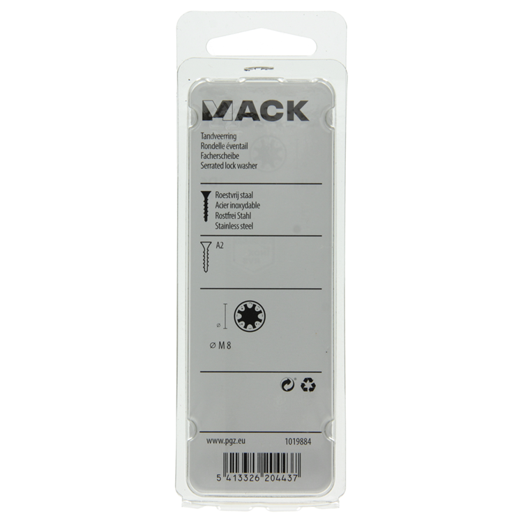 Afbeelding laden in galerijviewer, Mack 1019884 - tandveerring inox a2 8 st m8 | 10 stuks