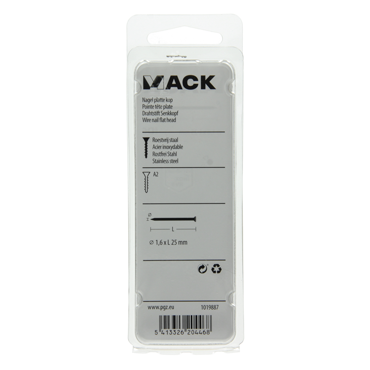 Afbeelding laden in galerijviewer, Mack 1019887 - nagel platte kop inox a2 35 st1,6 x 25 mm | 10 stuks