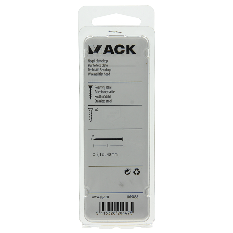Afbeelding laden in galerijviewer, Mack 1019888 - nagel platte kop inox a2 25 st2,1 x 40 mm | 10 stuks