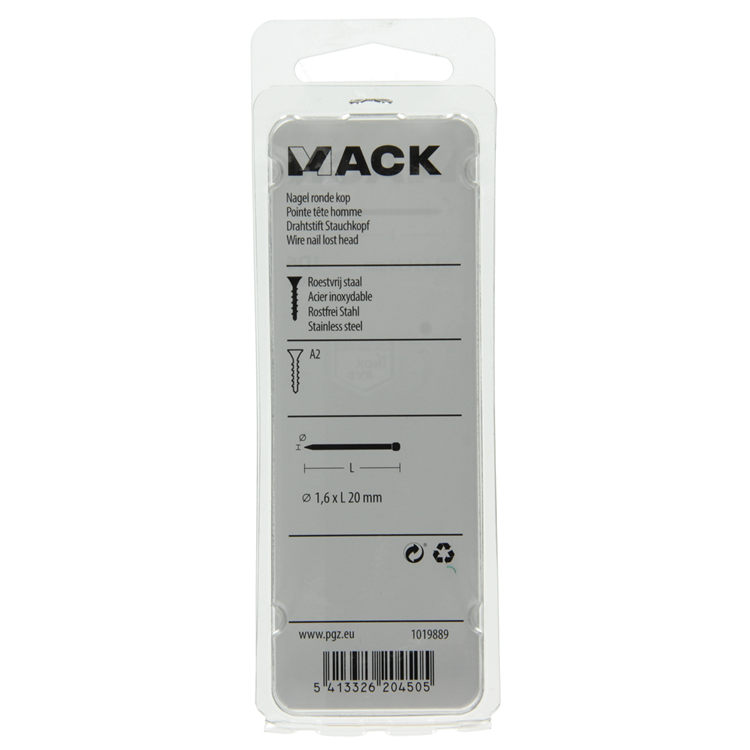 Afbeelding laden in galerijviewer, Mack 1019889 - nagel ronde kop inox a2 40 st 1,6 x 20 mm | 10 stuks