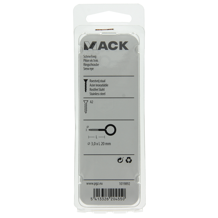 Afbeelding laden in galerijviewer, Mack 1019892 - schroefoog roestvrijstaal 2 st 3,0 x 20 mm | 10 stuks
