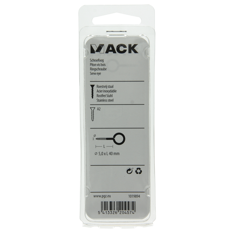 Afbeelding laden in galerijviewer, Mack 1019894 - schroefoog roestvrijstaal 2 st 5,0x40 mm | 10 stuks