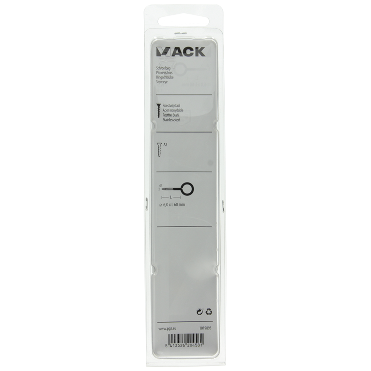Afbeelding laden in galerijviewer, Mack 1019895 - schroefoog roestvrijstaal 1 st6,0x60 mm | 5 stuks