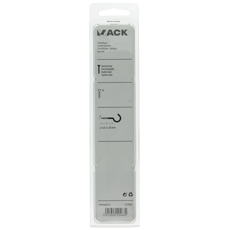 Afbeelding laden in galerijviewer, Mack 1019899 - schroefhaak roestvrijstaal 1 st 6,0x60 mm | 5 stuks