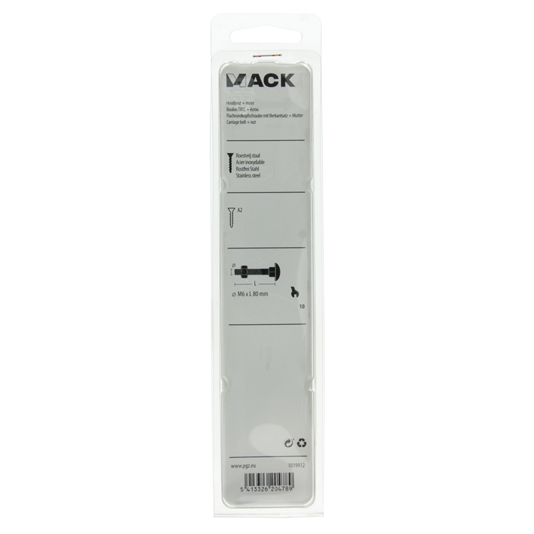 Afbeelding laden in galerijviewer, Mack 1019912 - houtbout + moer roestvrijstaal 2 st m6 x 80 mm | 5 stuks