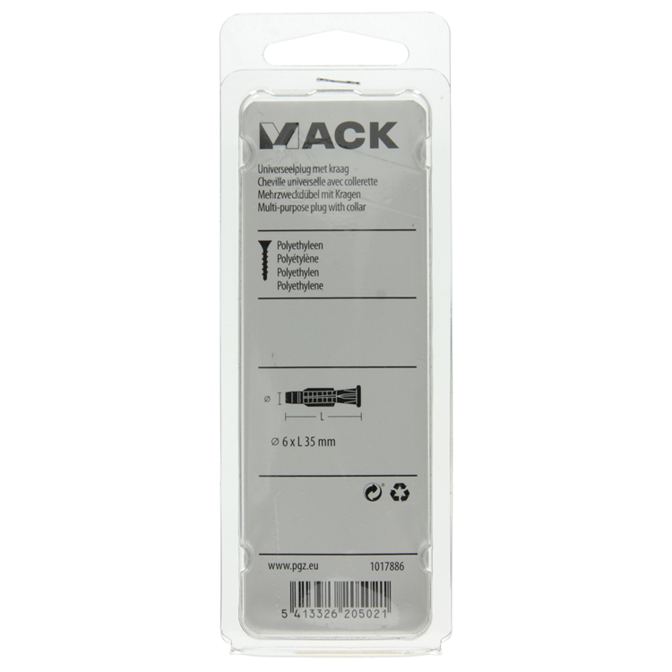Afbeelding laden in galerijviewer, Mack 1017886 - universeelplug met kraag polyethyl.20st 6 x 35 mm | 5 stuks
