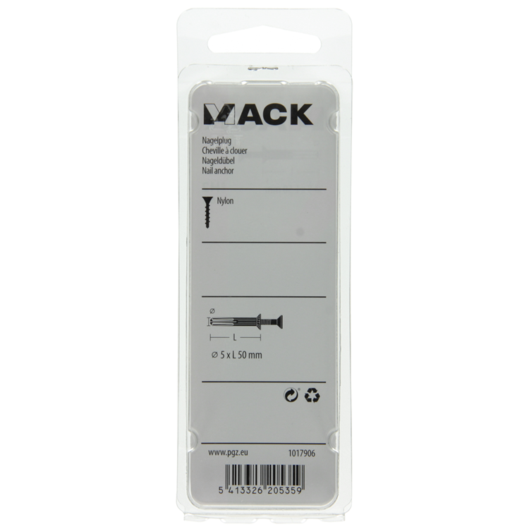 Afbeelding laden in galerijviewer, Mack 1017906 - nylon nagelplug polyamide 16 st 5 x 50 mm | 5 stuks