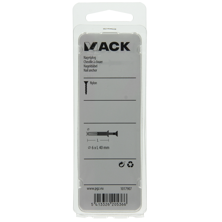 Afbeelding laden in galerijviewer, Mack 1017907 - nylon nagelplug polyamide 12 st 6 x 40 mm | 5 stuks