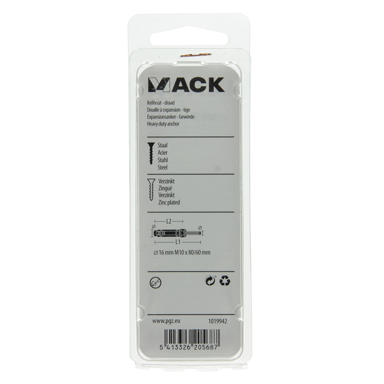 Afbeelding laden in galerijviewer, Mack 1019942 - keilbout met draadst. verzinkt2 st m10 x 80mm | 5 stuks