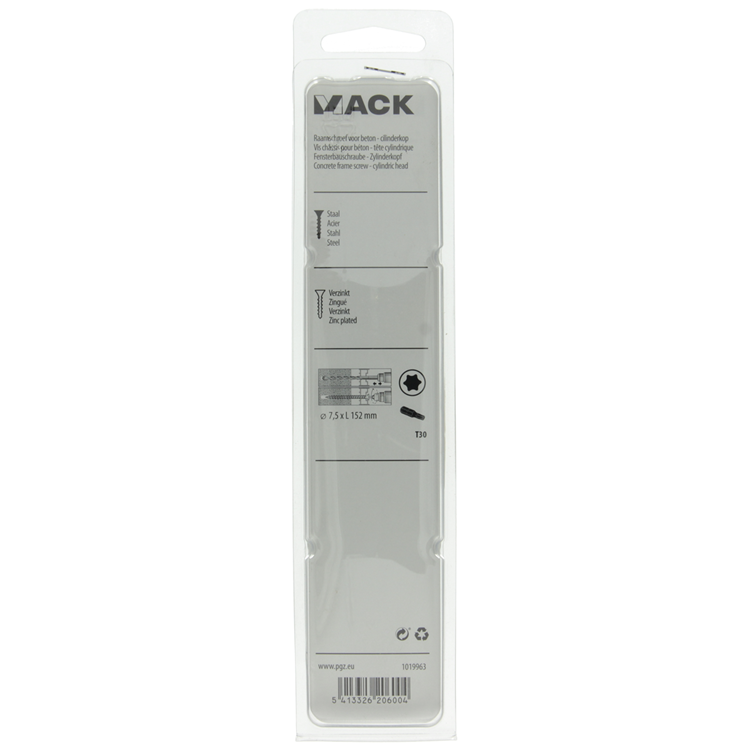 Afbeelding laden in galerijviewer, Mack 1019963 - beton raamschroef verzinkt cil.kop 4st 7,5 x152 mm | 5 stuks