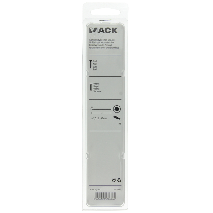 Afbeelding laden in galerijviewer, Mack 1019966 - beton raamschroef verzinkt vz kop 4 st 7,5 x 152 mm | 5 stuks