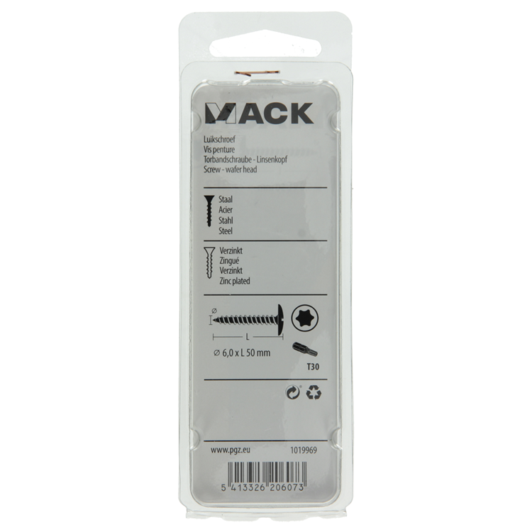 Afbeelding laden in galerijviewer, Mack 1019969 - luikschroef zwart 6,0 x 50 mm 7st | 5 stuks