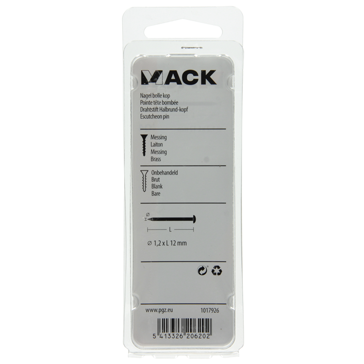 Afbeelding laden in galerijviewer, Mack 1017926 - nagel bolle kop messing 100 gr1,2 x 12 mm | 5 stuks