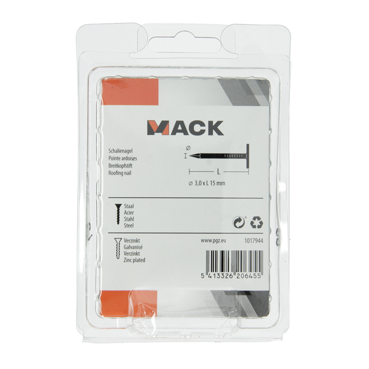 Afbeelding laden in galerijviewer, Mack 1017944 - schalienagel staal verzinkt 250 gr 3,0 x 15 mm | 5 stuks