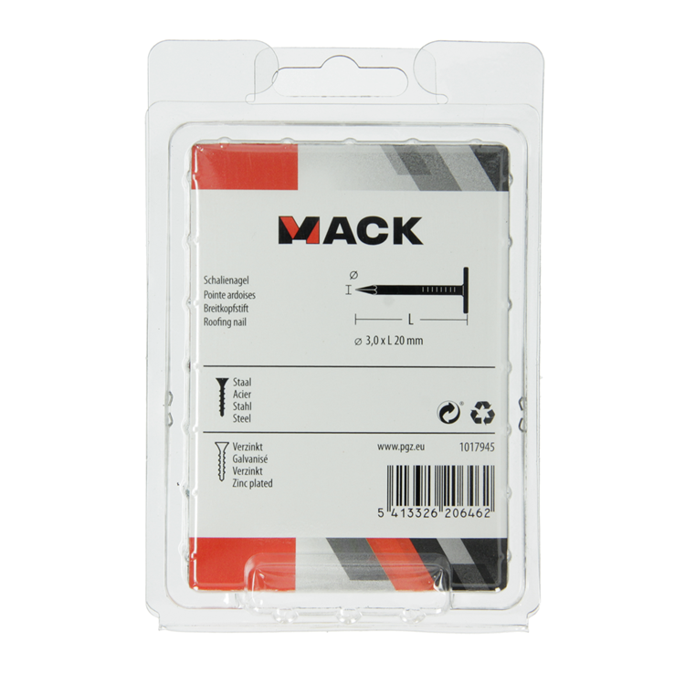 Afbeelding laden in galerijviewer, Mack 1017945 - schalienagel staal verzinkt 250 gr 3,0 x 20 mm | 5 stuks
