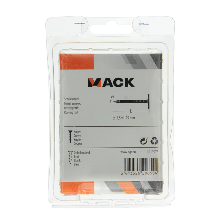 Afbeelding laden in galerijviewer, Mack 1019973 - schalienagel koper 180 gr 2,5 x 25mm | 5 stuks