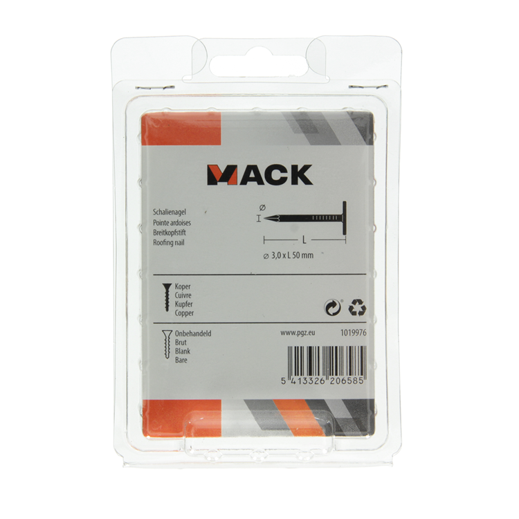 Afbeelding laden in galerijviewer, Mack 1019976 - schalienagel koper 180 gr 3,0 x 50mm | 5 stuks