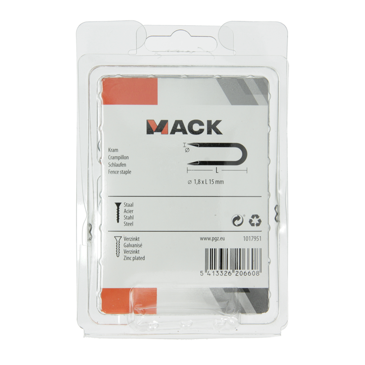 Afbeelding laden in galerijviewer, Mack 1017951 - kram staal verzinkt 250 gr 1,8 x 15 mm | 5 stuks