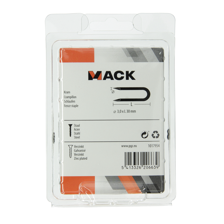 Afbeelding laden in galerijviewer, Mack 1017954 - kram staal verzinkt 250 gr 3,0 x 30 mm | 5 stuks