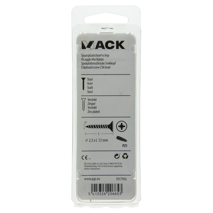 Afbeelding laden in galerijviewer, Mack 1017956 - spaanplaatschroef vz kop geelverz.200st 2,5 x 12 mm | 10 stuks
