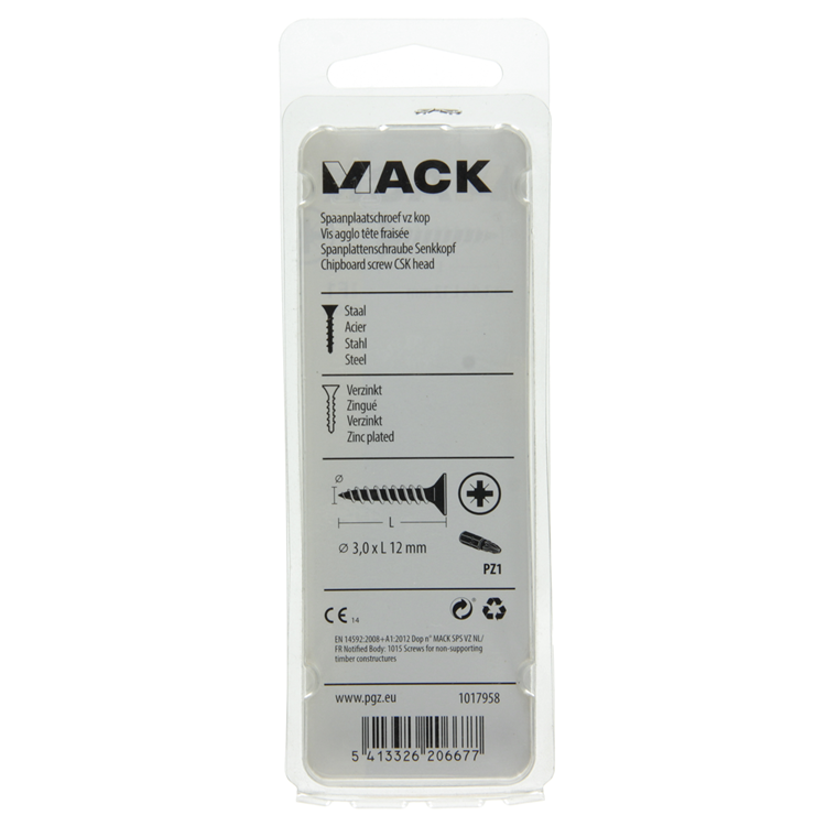 Afbeelding laden in galerijviewer, Mack 1017958 - spaanplaatschroef vz kop geelverz 200st 3,0 x 12 mm | 10 stuks