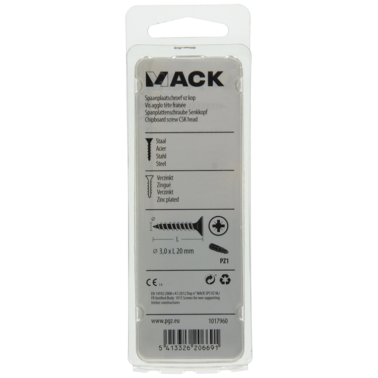 Afbeelding laden in galerijviewer, Mack 1017960 - spaanplaatschroef vz kop geelverz 175st 3,0 x 20 mm | 5 stuks