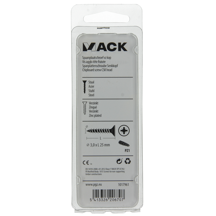 Afbeelding laden in galerijviewer, Mack 1017961 - spaanplaatschroef vz kop geelverz 100st 3,0 x 25 mm | 5 stuks
