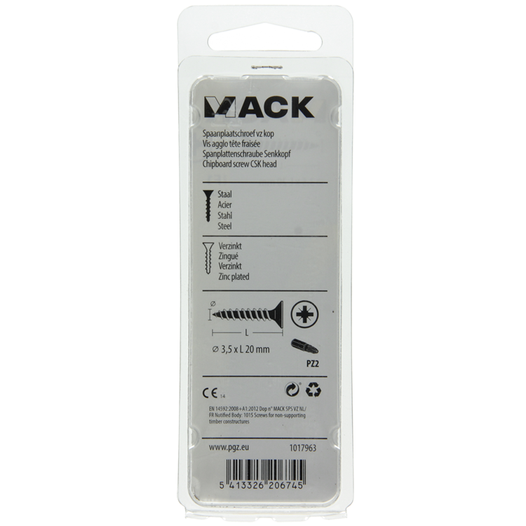 Afbeelding laden in galerijviewer, Mack 1017963 - spaanplaatschroef vz kop geelverz 100st 3,5 x 20 mm | 5 stuks