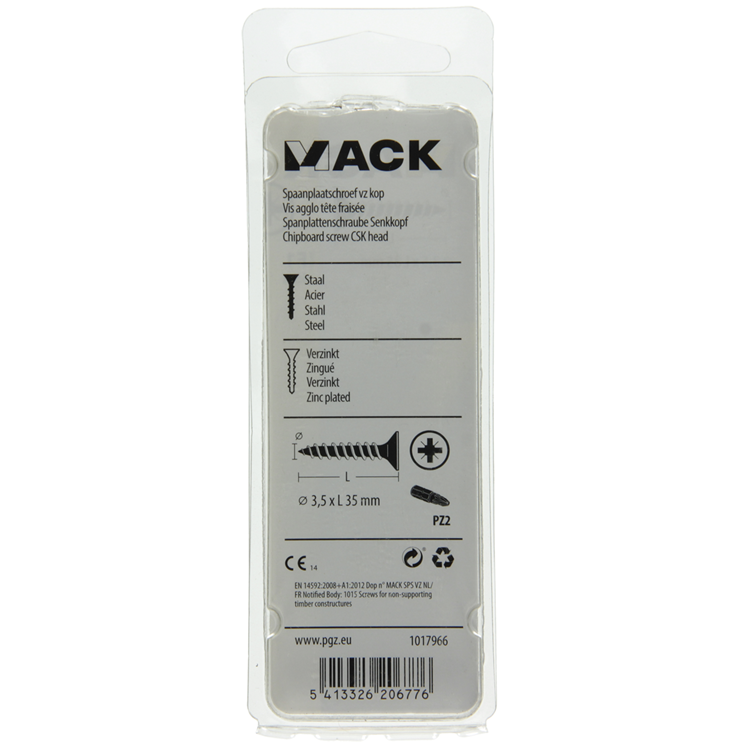 Afbeelding laden in galerijviewer, Mack 1017966 - spaanplaatschroef vz kop geelverz. 65st 3,5 x 35 mm | 5 stuks