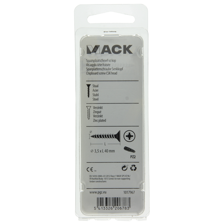 Afbeelding laden in galerijviewer, Mack 1017967 - spaanplaatschroef vz kop geelverz. 55st 3,5 x 40 mm | 5 stuks