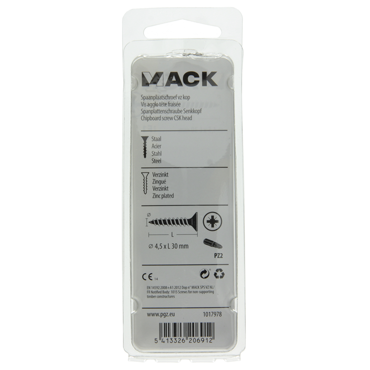 Afbeelding laden in galerijviewer, Mack 1017978 - spaanplaatschroef vz kop geelverz. 50st 4,5 x 30 mm | 5 stuks