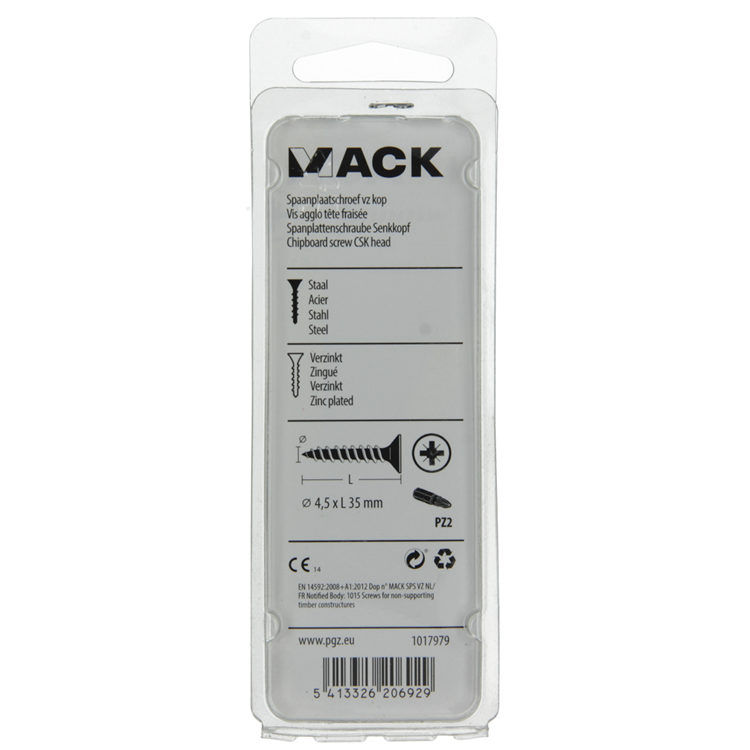 Afbeelding laden in galerijviewer, Mack 1017979 - spaanplaatschroef vz kop geelverz. 40st 4,5 x 35 mm | 5 stuks
